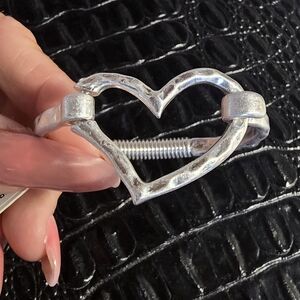 Hammered Open Heart Hinged Bangle Bracelet NWT
